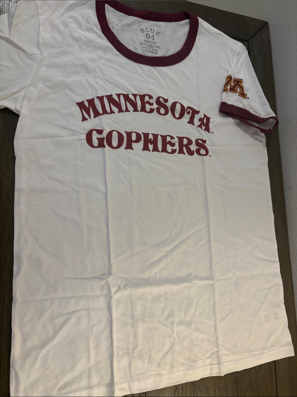 NWT [Blue 84] Minnesota Golden Gophers NCAA Ringer Tee Maroon/White Women’s M - Picture 3 of 9